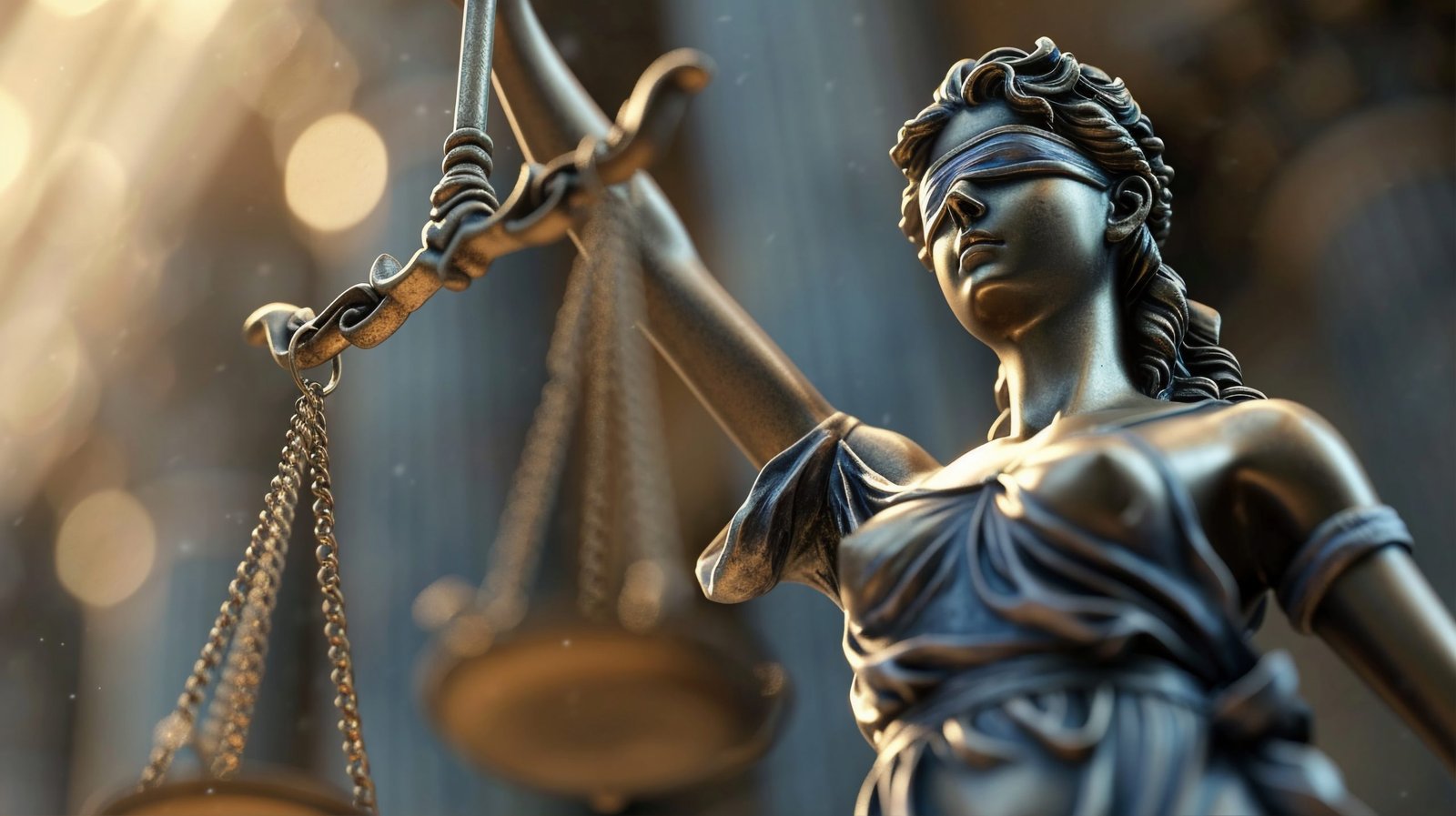 Imagem da Justiça: mulher vendada segurando a balança
